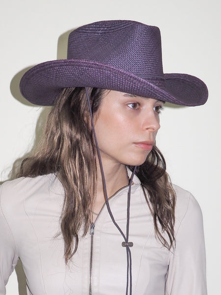 Clyde Cowboy Hat W. Drawstring In Slate Toquilla Straw