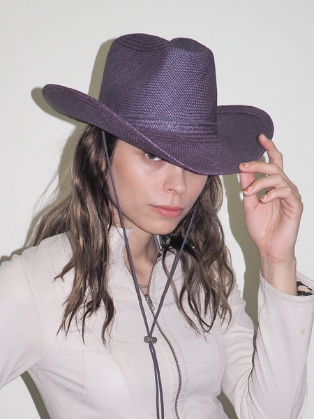 Clyde Cowboy Hat W. Drawstring In Slate Toquilla Straw