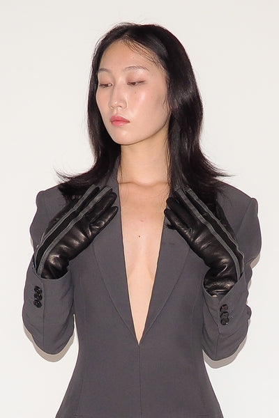 clyde Short Racing Gloves in Black and Charcoal Stripes