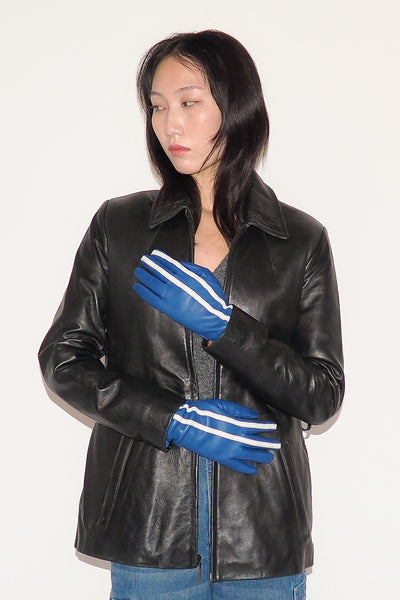 Clyde Short Racing Gloves In Blue And White Stripes