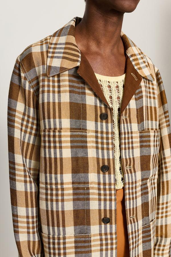 Cmmn Swdn Amor Painters Jacket Brown Check