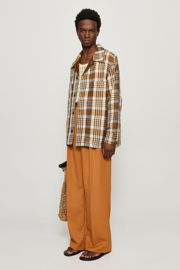 Cmmn Swdn Amor Painters Jacket Brown Check