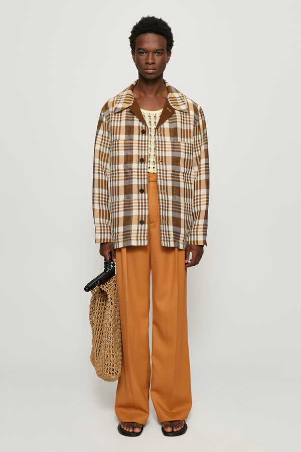 cmmn swdn Amor Painters Jacket Brown check