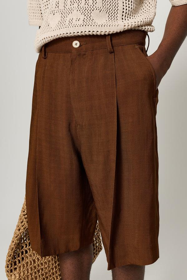 Cmmn Swdn Ara Deep Pleat Shorts Brown