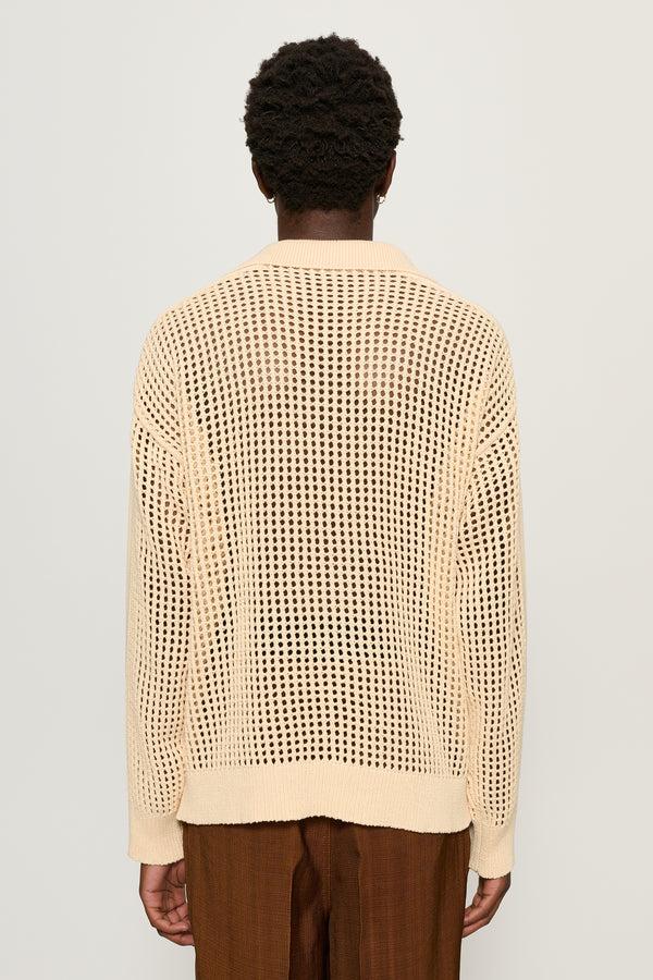 Cmmn Swdn Arram Open Knit Polo Cream