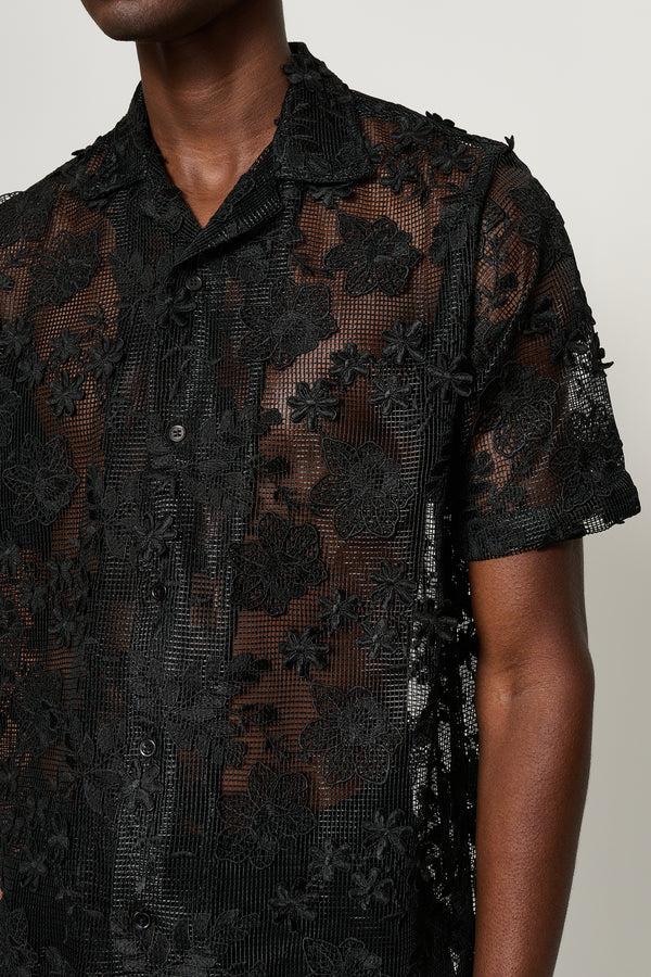Cmmn Swdn Duane Floral Mesh Shirt Black