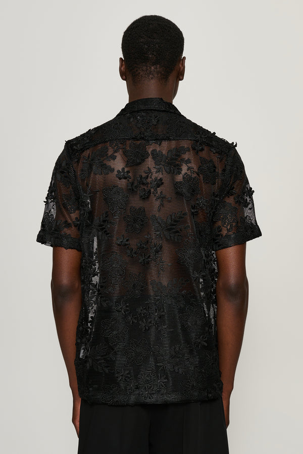 Cmmn Swdn Duane Floral Mesh Shirt Black