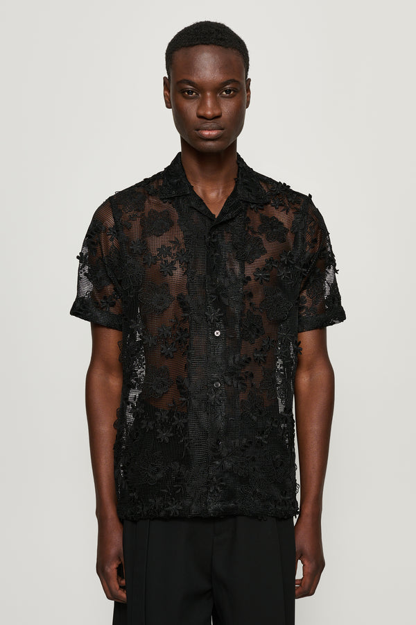 Cmmn Swdn Duane Floral Mesh Shirt Black