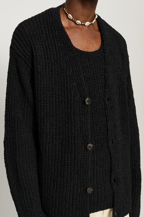 Cmmn Swdn Eldar Tape Knit Cardigan Black