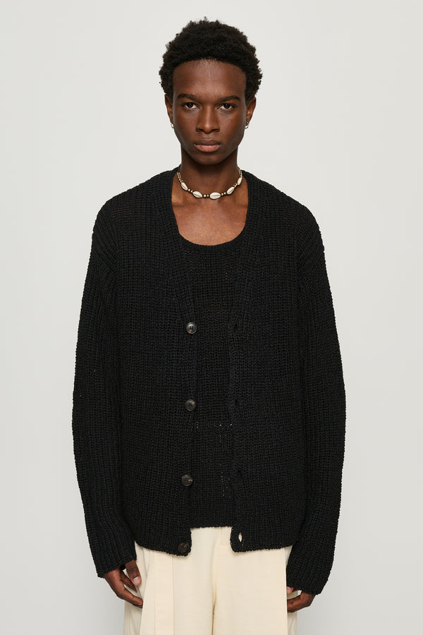 Cmmn Swdn Eldar Tape Knit Cardigan Black