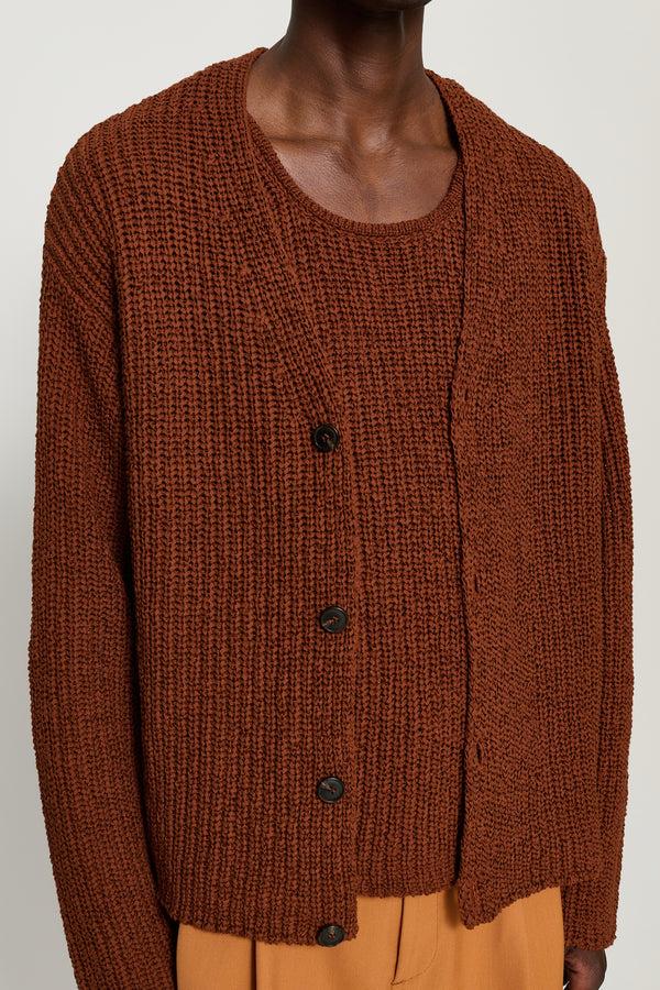 Cmmn Swdn Eldar Tape Knit Cardigan Brown