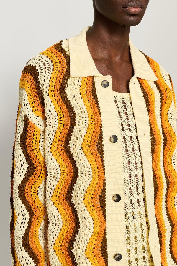 Cmmn Swdn Elmer Crochet Cardigan Wave Stripe