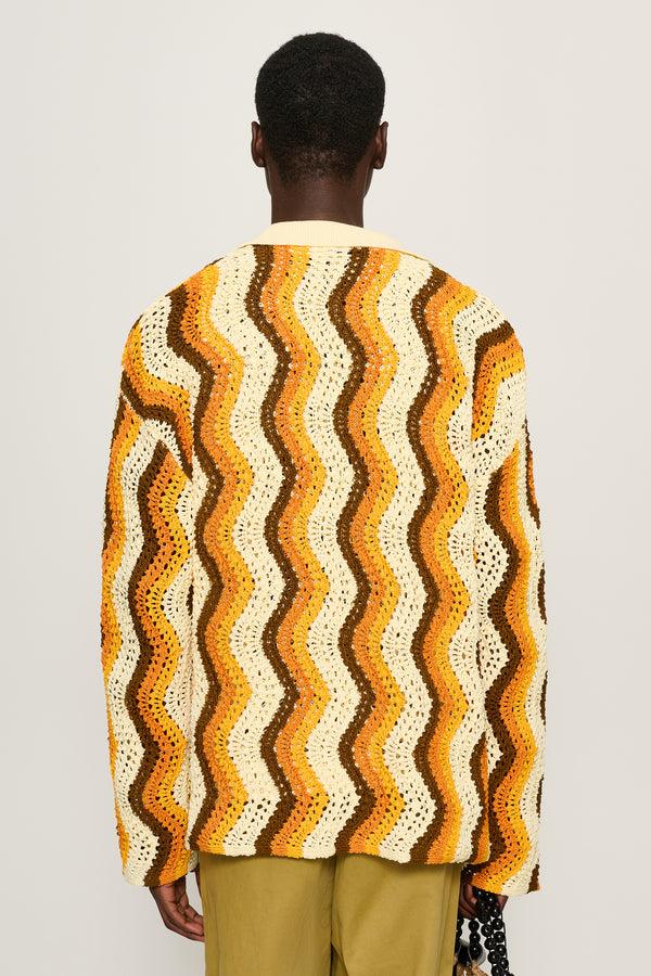 Cmmn Swdn Elmer Crochet Cardigan Wave Stripe