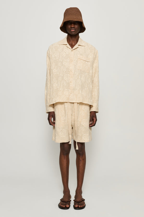 cmmn swdn Enzo Embroidered Shorts Cream