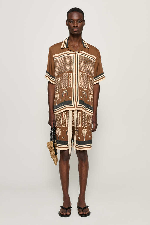 cmmn swdn Ezra Elasticated Shorts Brown