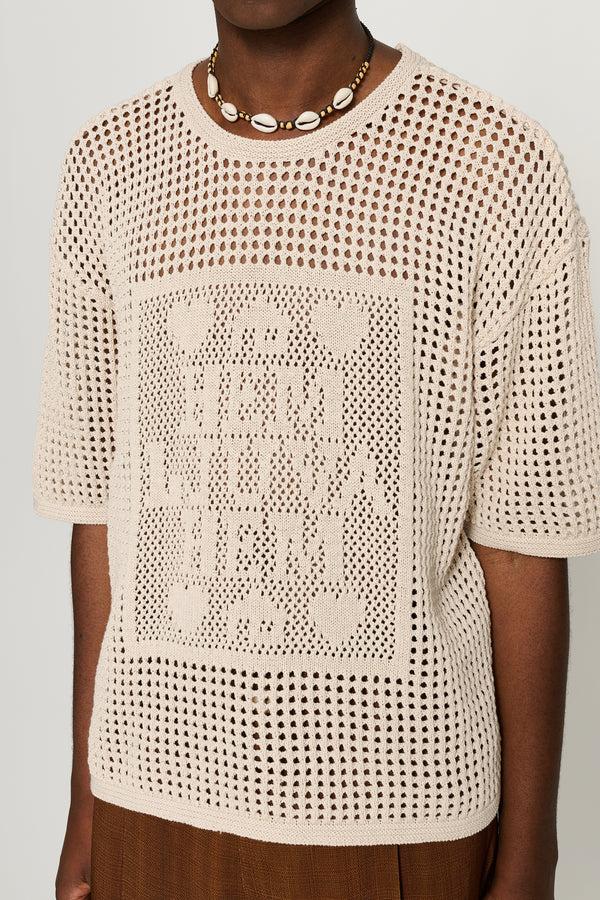 Cmmn Swdn Hem Crochet T-Shirt Ecru