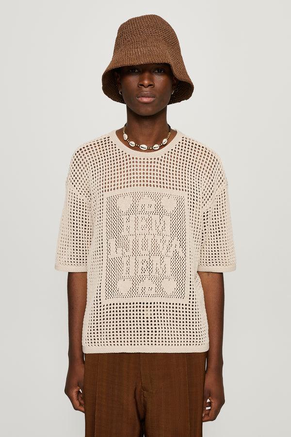 cmmn swdn Hem Crochet T-Shirt Ecru