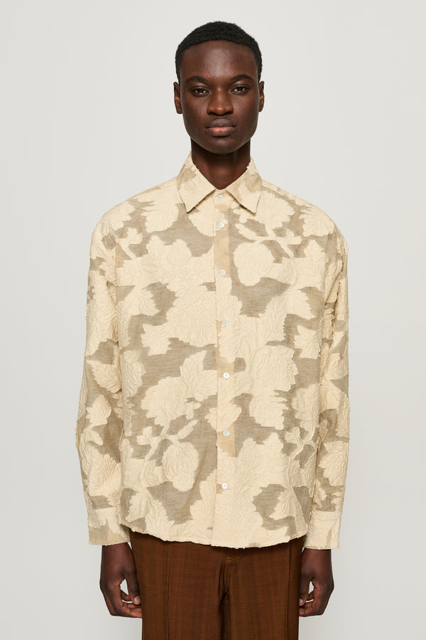 cmmn swdn Jack Floral Jacquard Shirt Cream