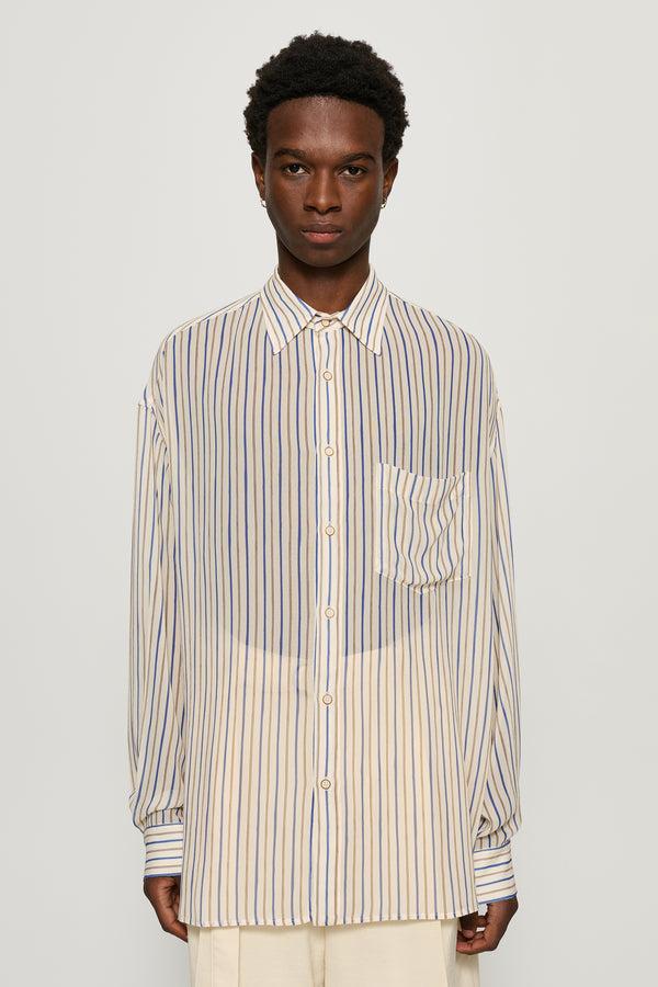 cmmn swdn Kai Sheer Shirt Blue stripe