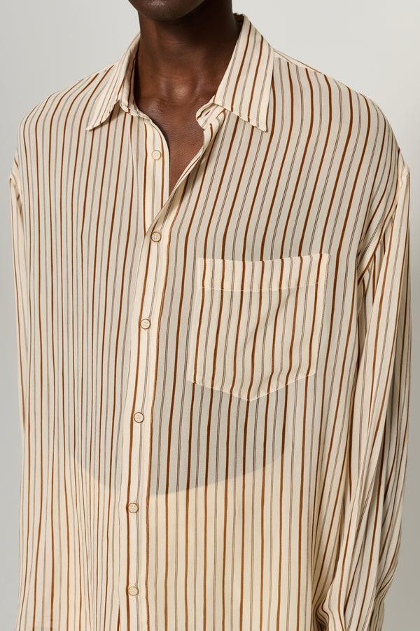 Cmmn Swdn Kai Sheer Shirt Brown Stripe