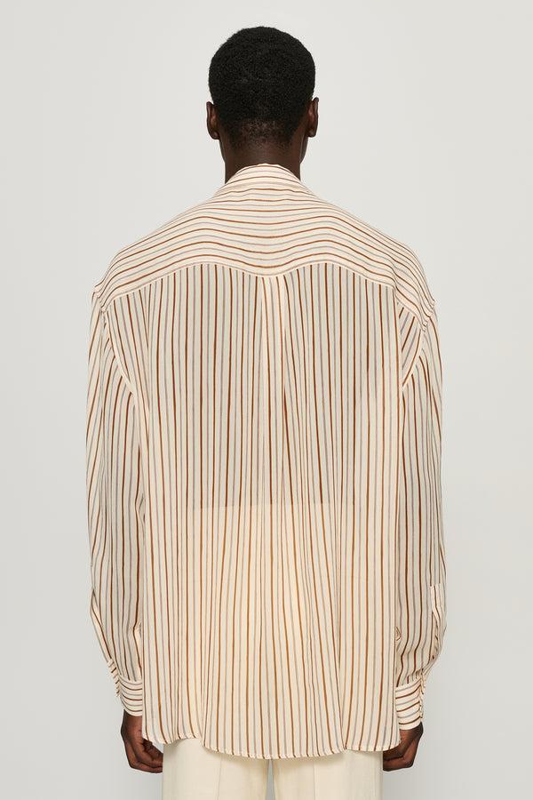 Cmmn Swdn Kai Sheer Shirt Brown Stripe
