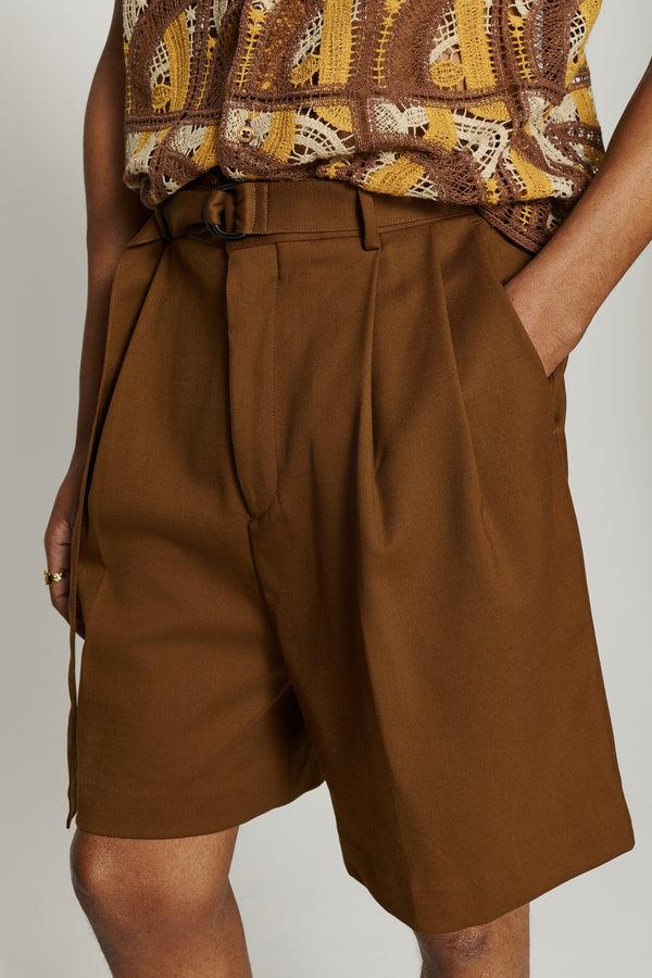 Cmmn Swdn Marshall Pleated Shorts Brown