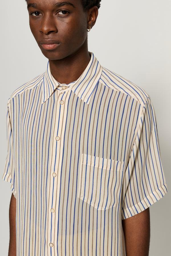 Cmmn Swdn Niels Sheer Shirt Blue Stripe
