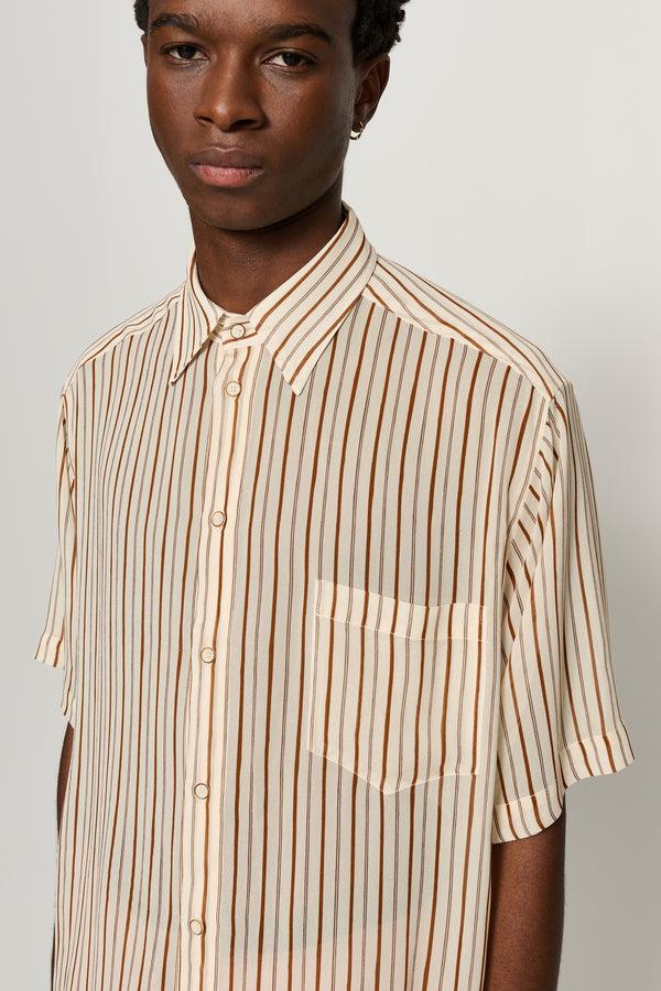 Cmmn Swdn Niels Sheer Shirt Brown Stripe