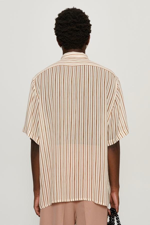 Cmmn Swdn Niels Sheer Shirt Brown Stripe