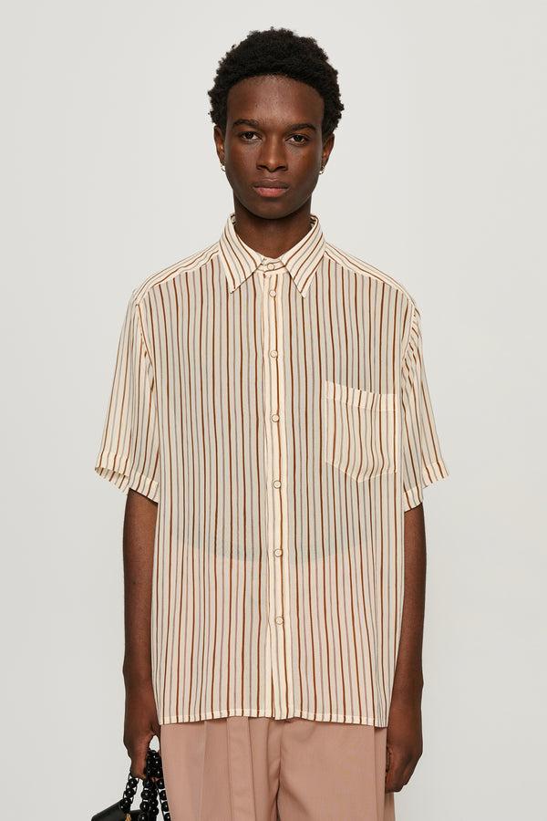 cmmn swdn Niels Sheer Shirt Brown stripe