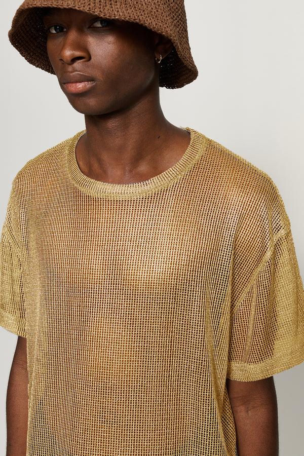 Cmmn Swdn Osha Metalic Mesh T-shirt Gold