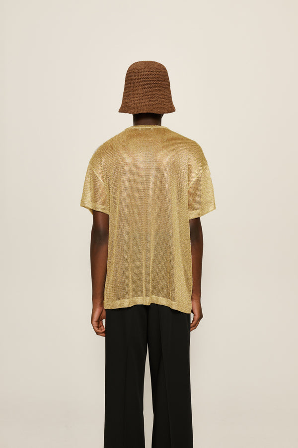Cmmn Swdn Osha Metalic Mesh T-shirt Gold