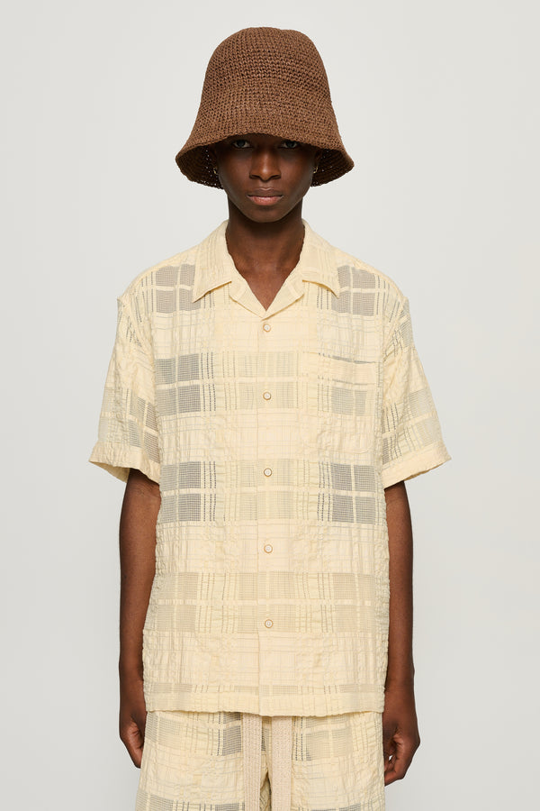 cmmn swdn Ture Sheer Check Shirt Cream