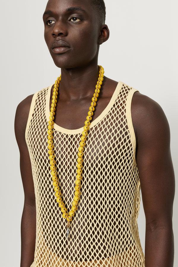 Cmmn Swdn Wood Bead Key Lanyard Yellow