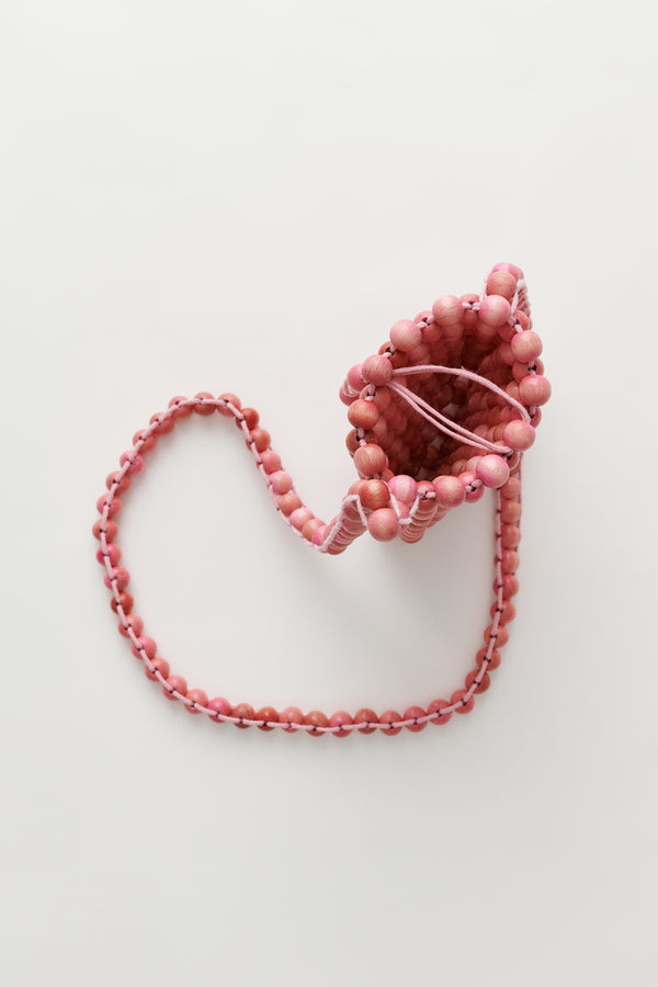 Cmmn Swdn Wood Bead Pouch Pale Pink