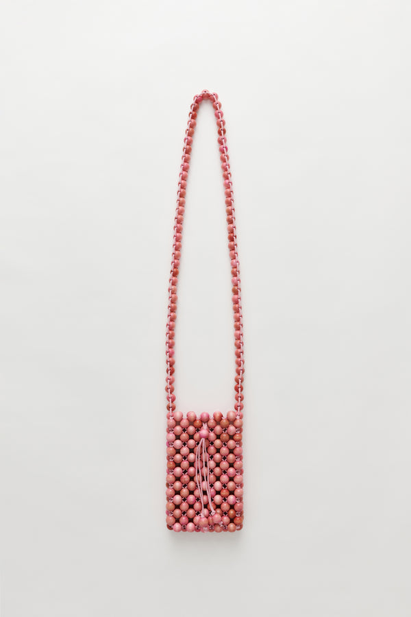 Cmmn Swdn Wood Bead Pouch Pale Pink