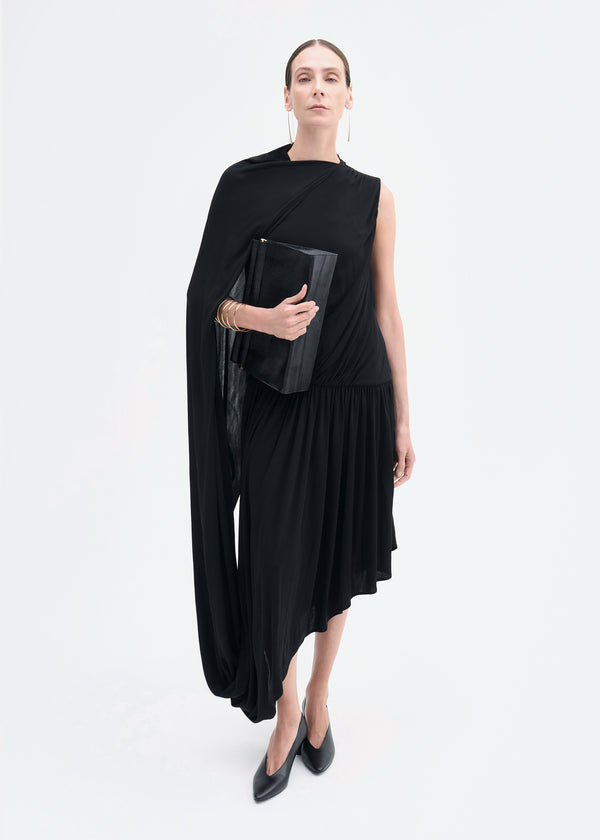 co Asymmetric Dress in Viscose Jersey Black