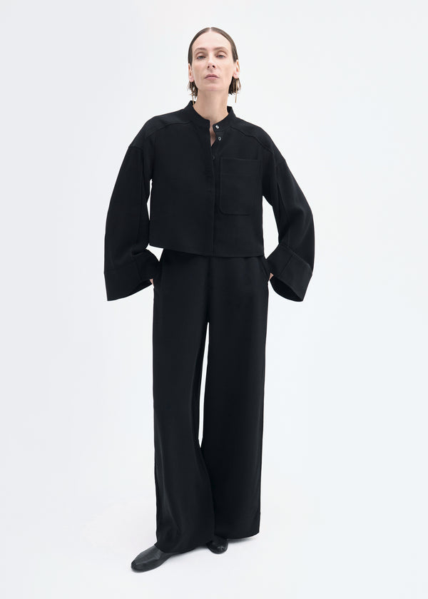 co Bell Sleeve Blouse in Crepe Black