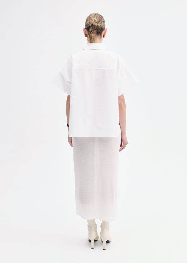 Co Boxy Short Sleeve Shirt In Cotton Poplin White