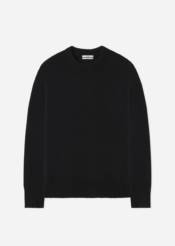 Co Boyfriend Crew Neck In Wool Cashmere Black