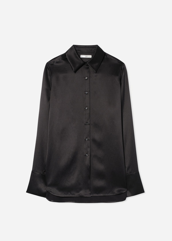 Co Button Down Shirt In Silk Black