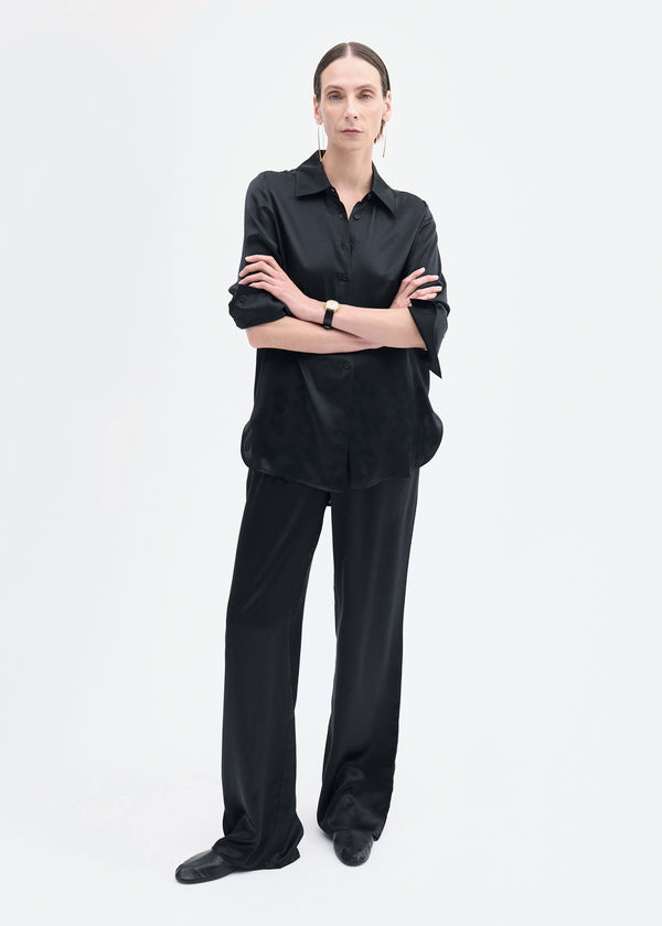 co Button Down Shirt in Silk Black