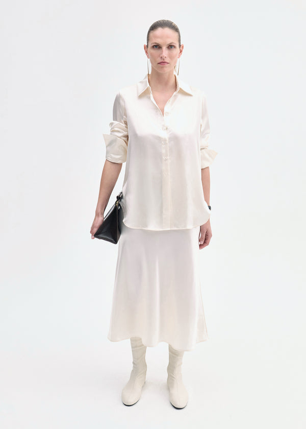 Co Button Down Shirt In Silk Ivory