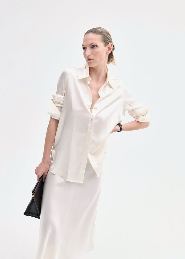 co Button Down Shirt in Silk Ivory