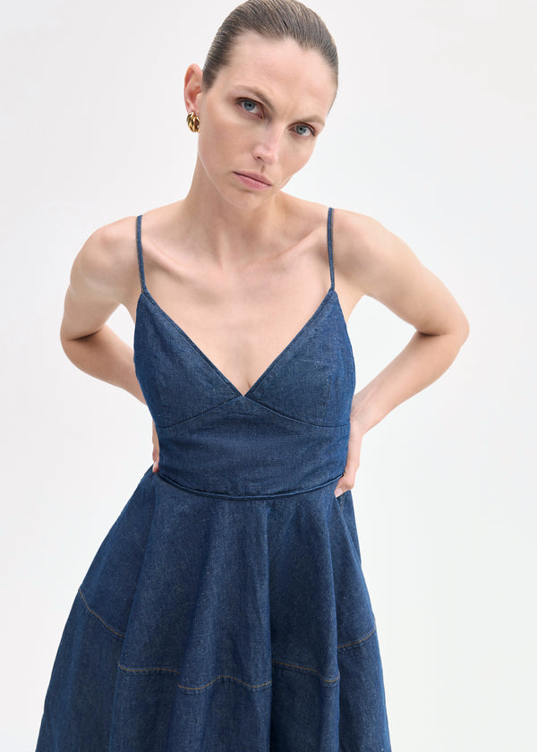 Co Camisole Dress In Chambray Indigo