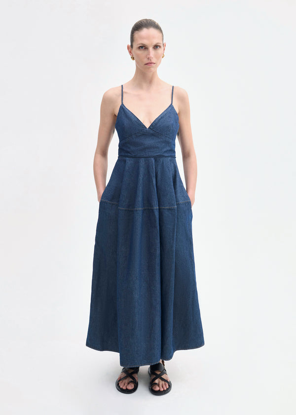 co Camisole Dress in Chambray Indigo