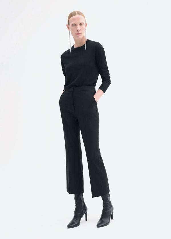 co Cropped Cigarette Trouser in Virgin Wool Black