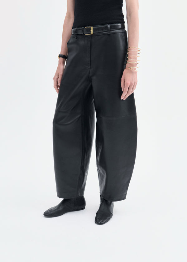 Co Cropped Leather Trouser Black