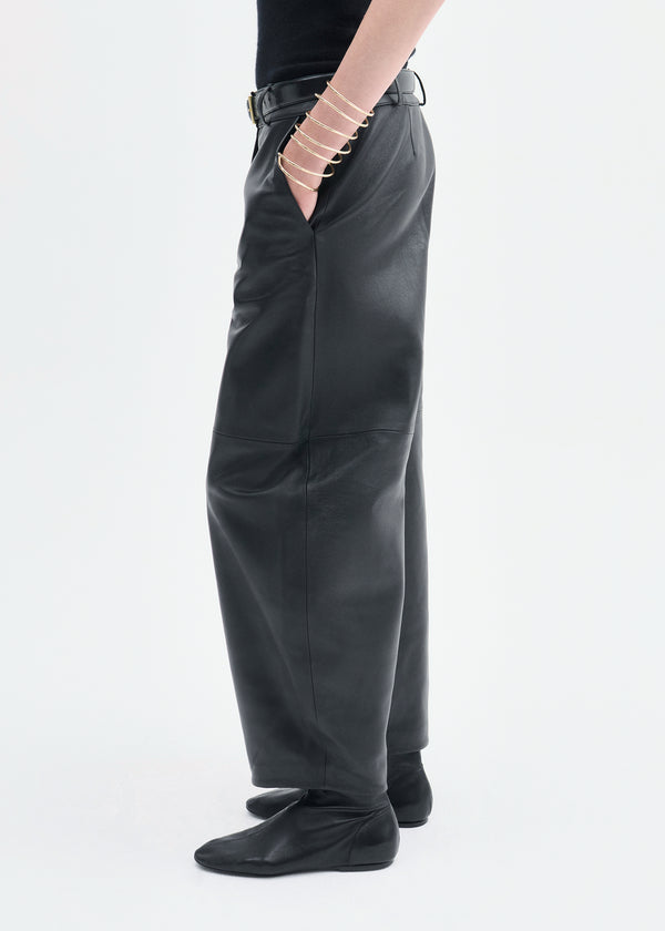 Co Cropped Leather Trouser Black