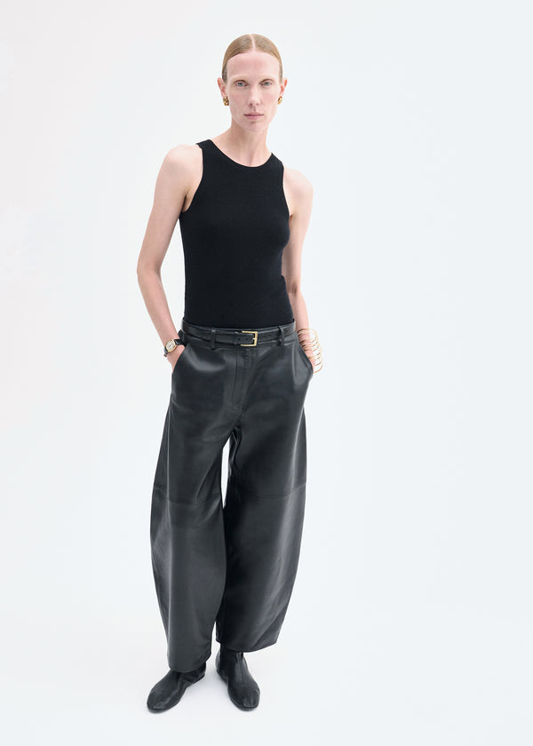 co Cropped Leather Trouser Black